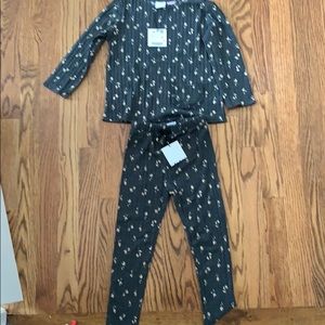 Zara girls outfit: grey rib/ pale yellow floral